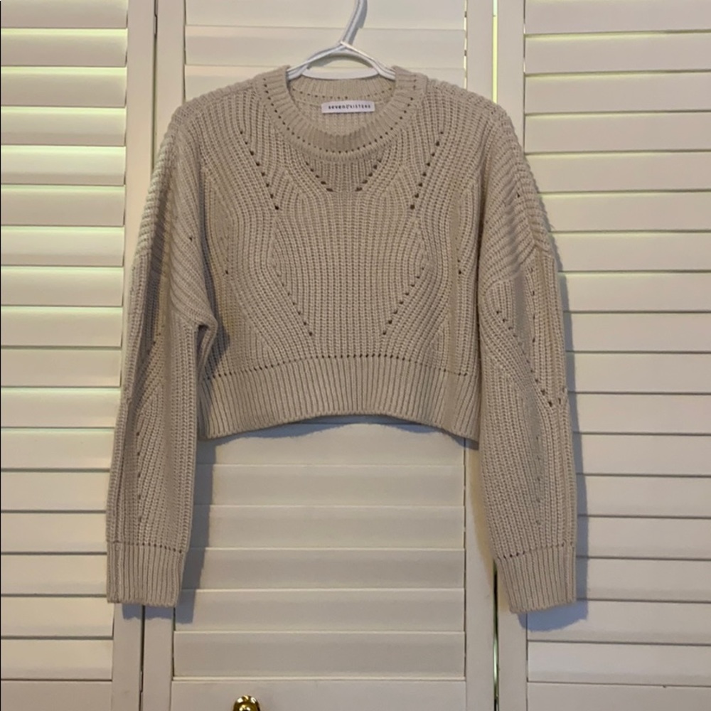 Cropped cream knit sweater